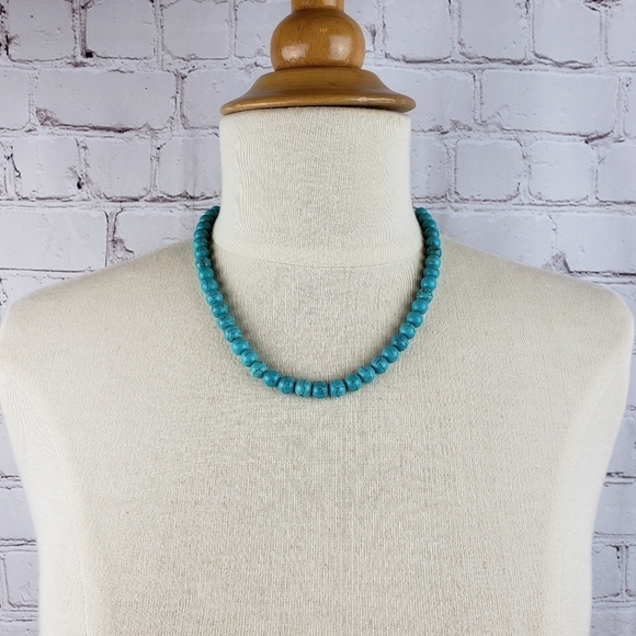 Turquoise Necklace Earrings  Set Beaded Leather Silver Kenneth Cole Adjustable - Picture 3 of 12